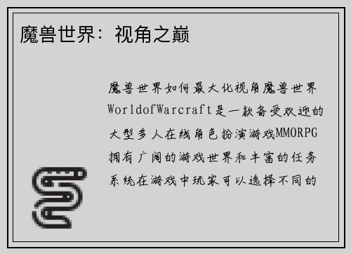 魔兽世界:视角之巅